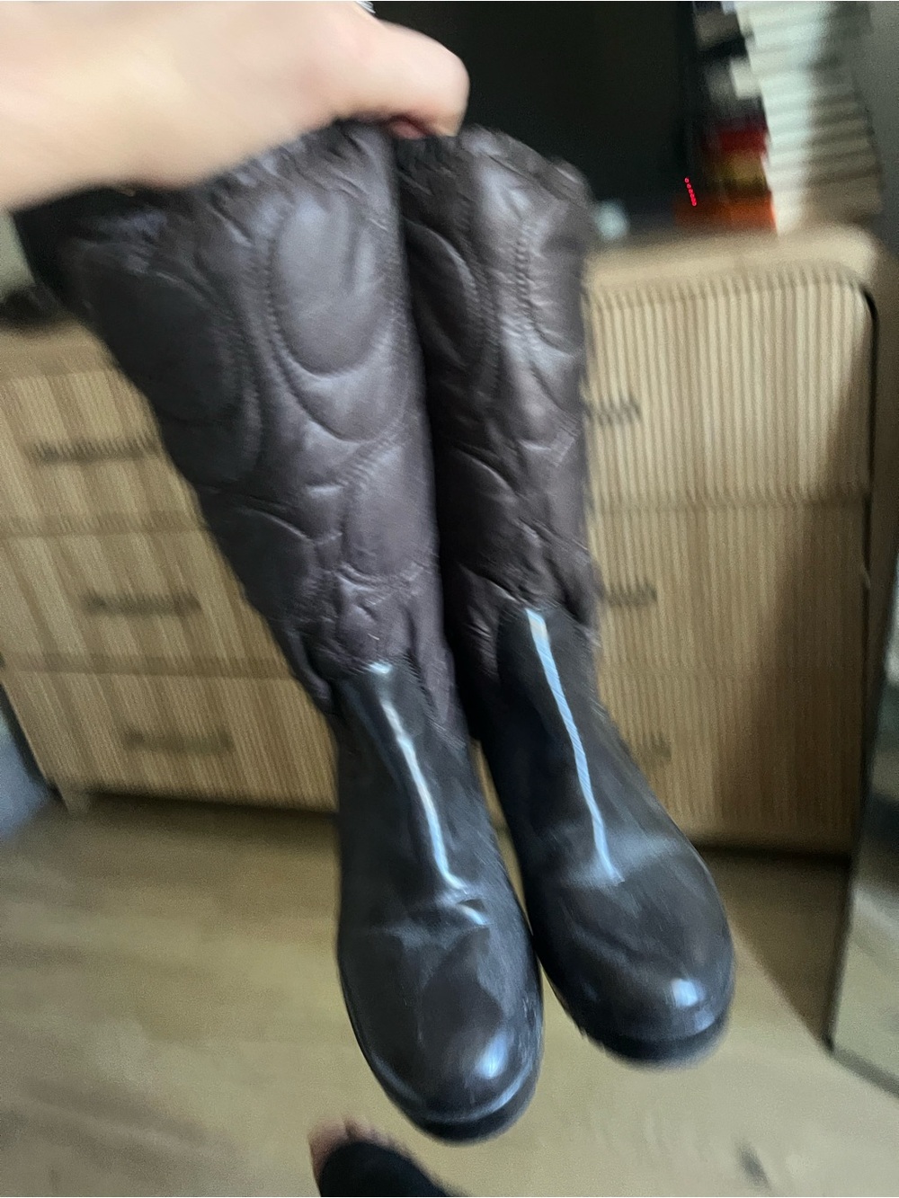COACH Women's Brown Quilted Knee-High Boots SNOW BOOTS